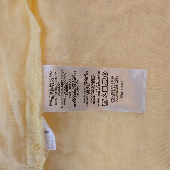 Loft Cotton Embroidered Floral Ruffled Eyelet Sleeveless Dress Yellow Size 12 - Picture 10 of 11